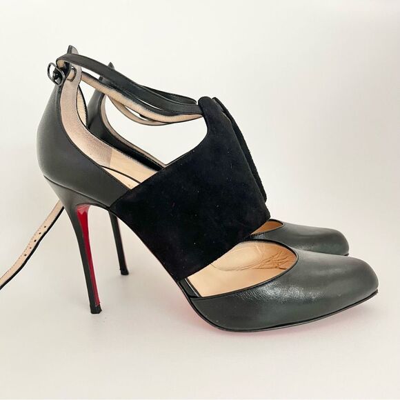 Christian Loboutin Trotter Banded Ankle-Wrap Pump  Black EU 38.5 EUC - Picture 4 of 11